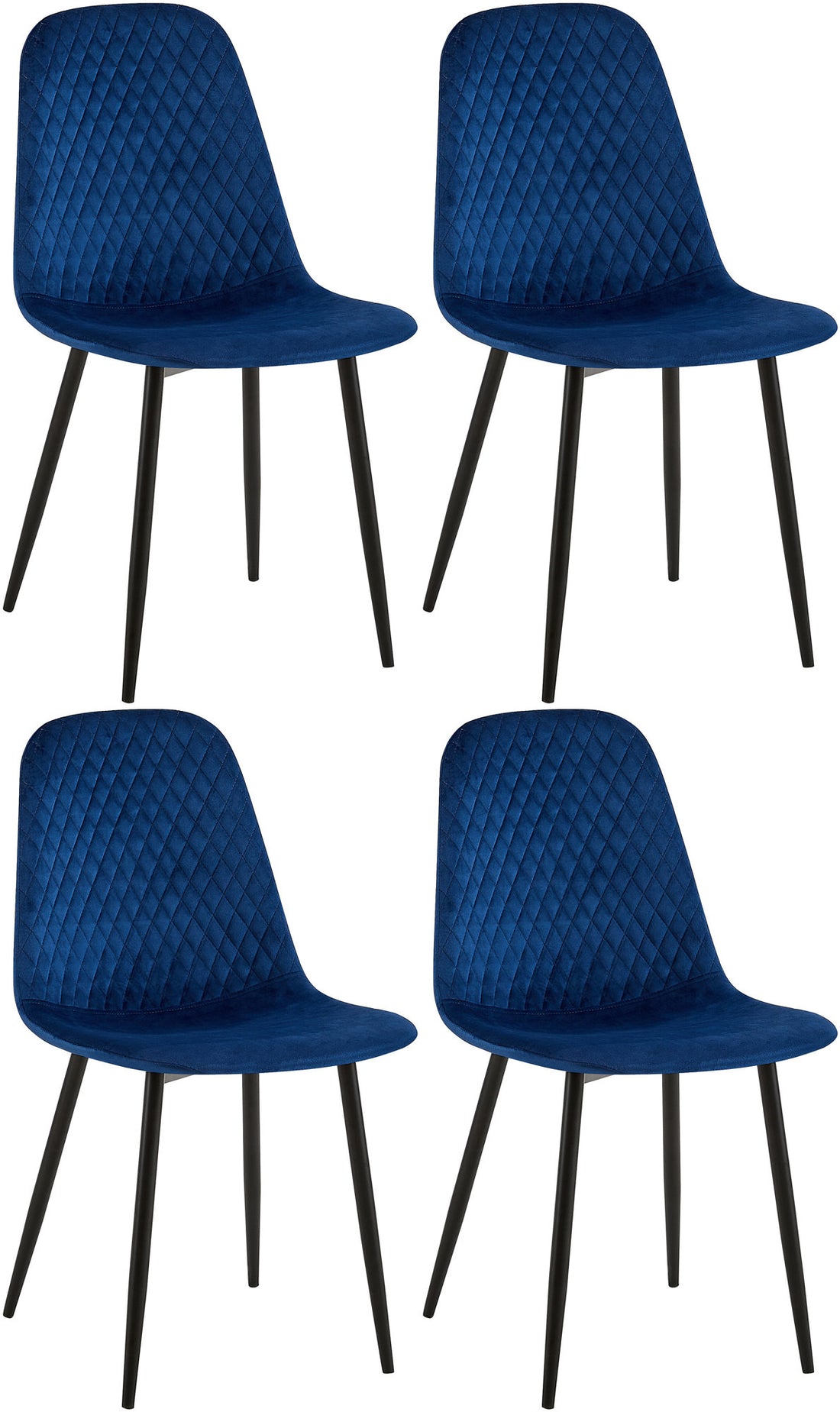Set van 4 Eetkamerstoelen - Keukenstoelen, Modern Design & Comfort, Onderhoudsvriendelijke Bekleding Kleur blauw