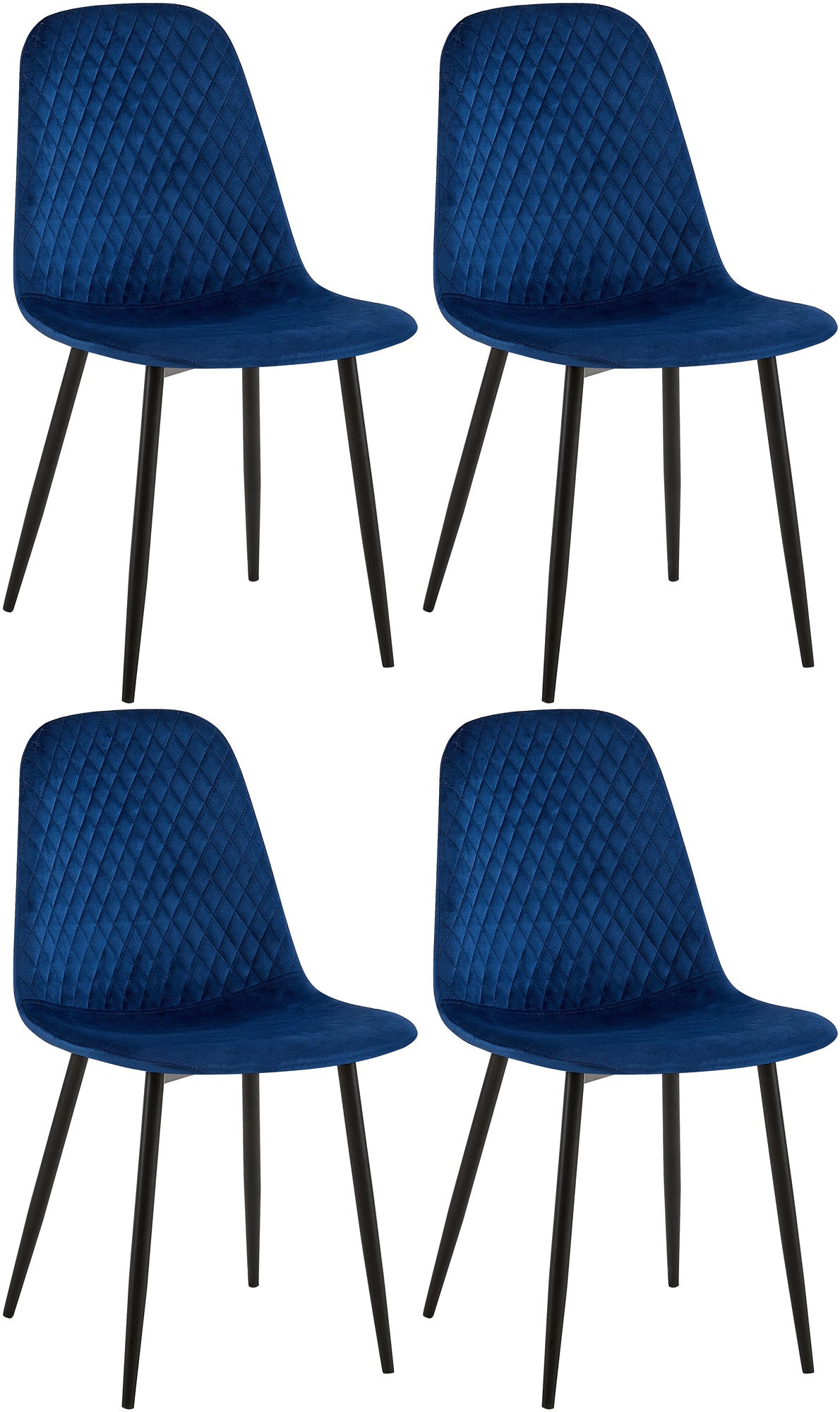 Set van 4 Eetkamerstoelen - Keukenstoelen, Modern Design & Comfort, Onderhoudsvriendelijke Bekleding Kleur blauw