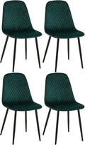 4-delige Set Eetkamerstoelen - Gestoffeerd - Onderhoudsvriendelijk Design Kleur groen Materiaal zacht