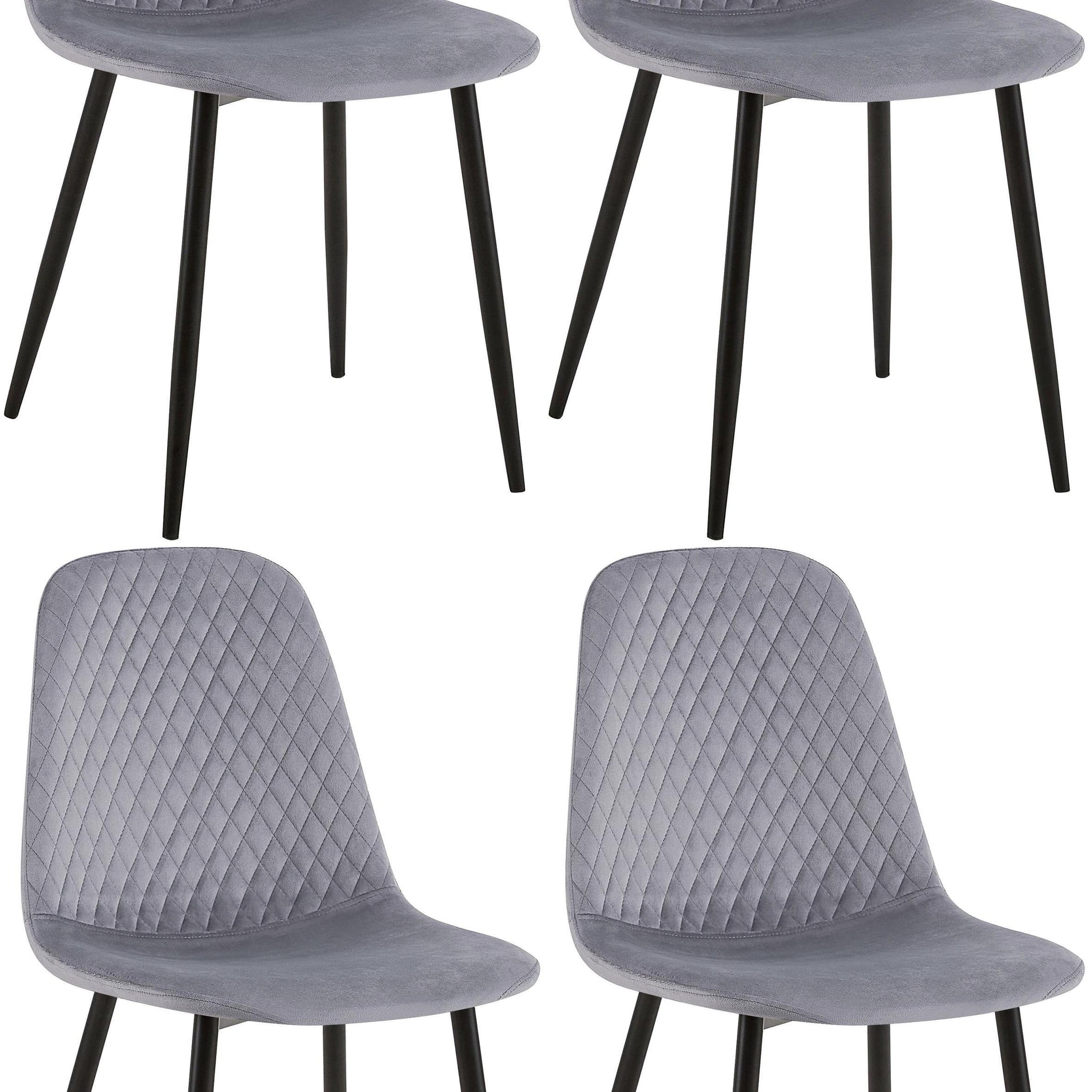Grijze Fluwelen Eetkamerstoelen - Moderne Zitoplossing - Comfort en Stijl in 1 Set van 4 Kleur grijs
