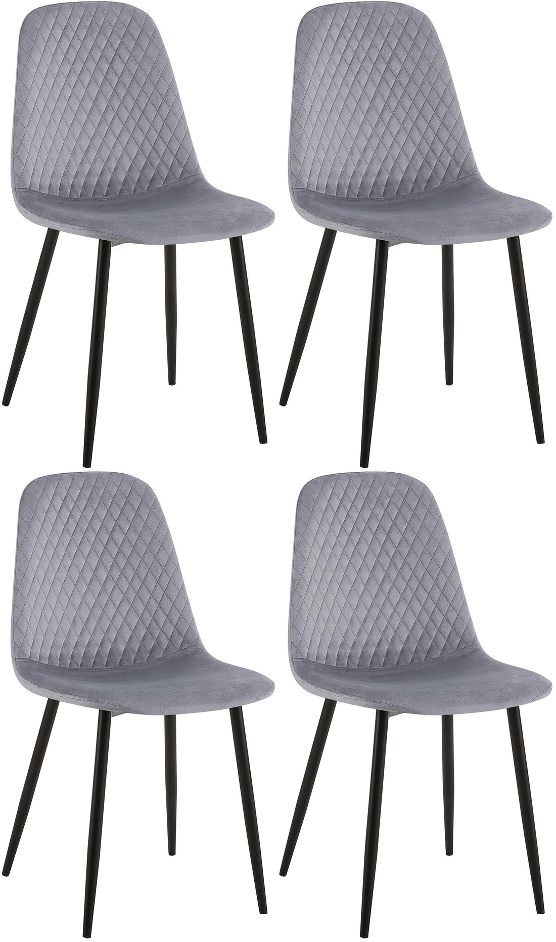 Grijze Fluwelen Eetkamerstoelen - Moderne Zitoplossing - Comfort en Stijl in 1 Set van 4 Kleur grijs