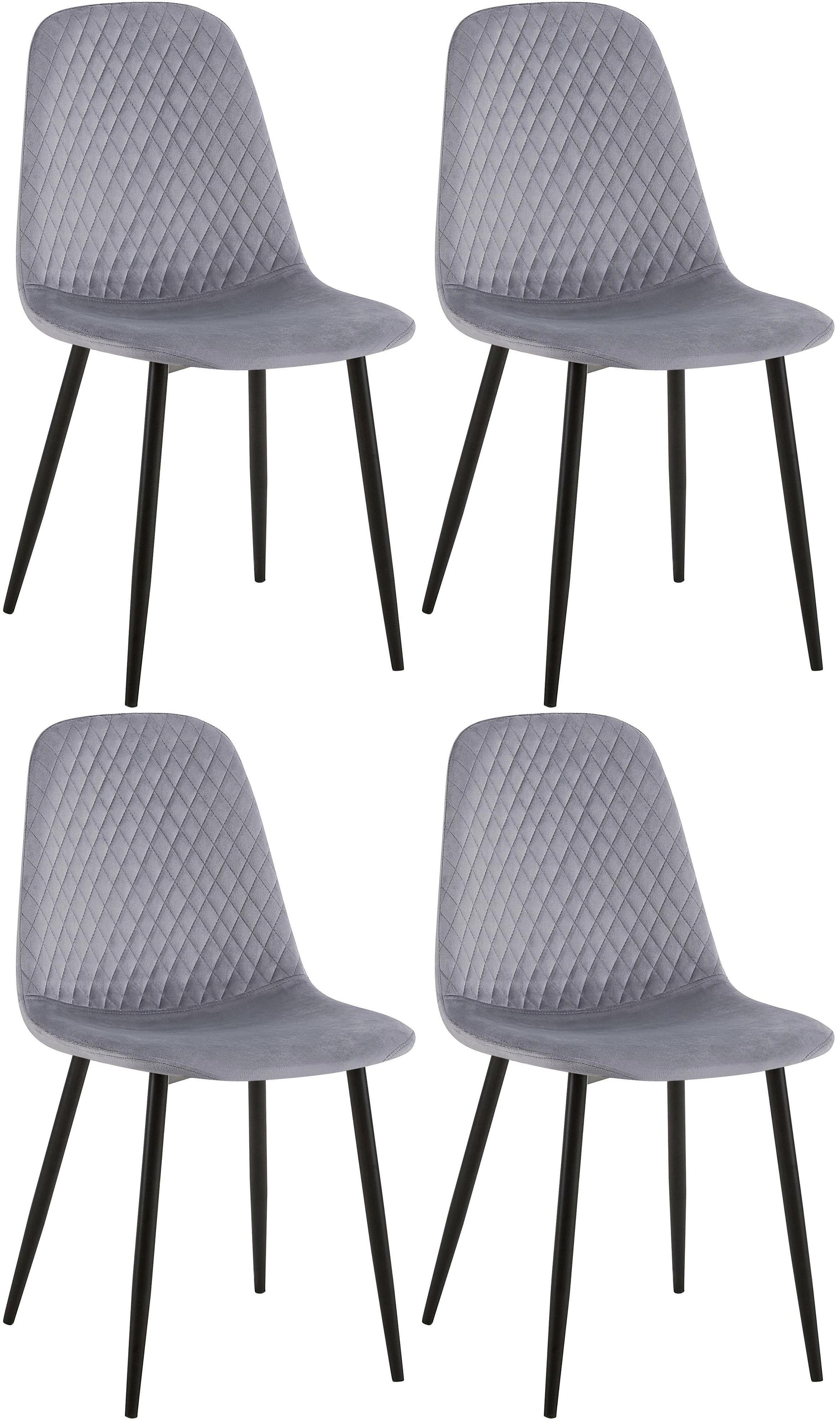Grijze Fluwelen Eetkamerstoelen - Moderne Zitoplossing - Comfort en Stijl in 1 Set van 4 Kleur grijs