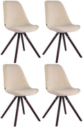 4-delige set Fluwelen Stoelen - Luxe Eetkamerstoelen - Elegant Design Kleur crème