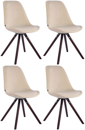 4-delige set Fluwelen Stoelen - Luxe Eetkamerstoelen - Elegant Design Kleur crème