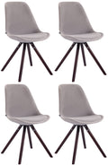 Set van 4 Luxe Fluwelen Eetkamerstoelen - Comfortabele Hoge Rugleuning - Hout Frame Kleur grijs