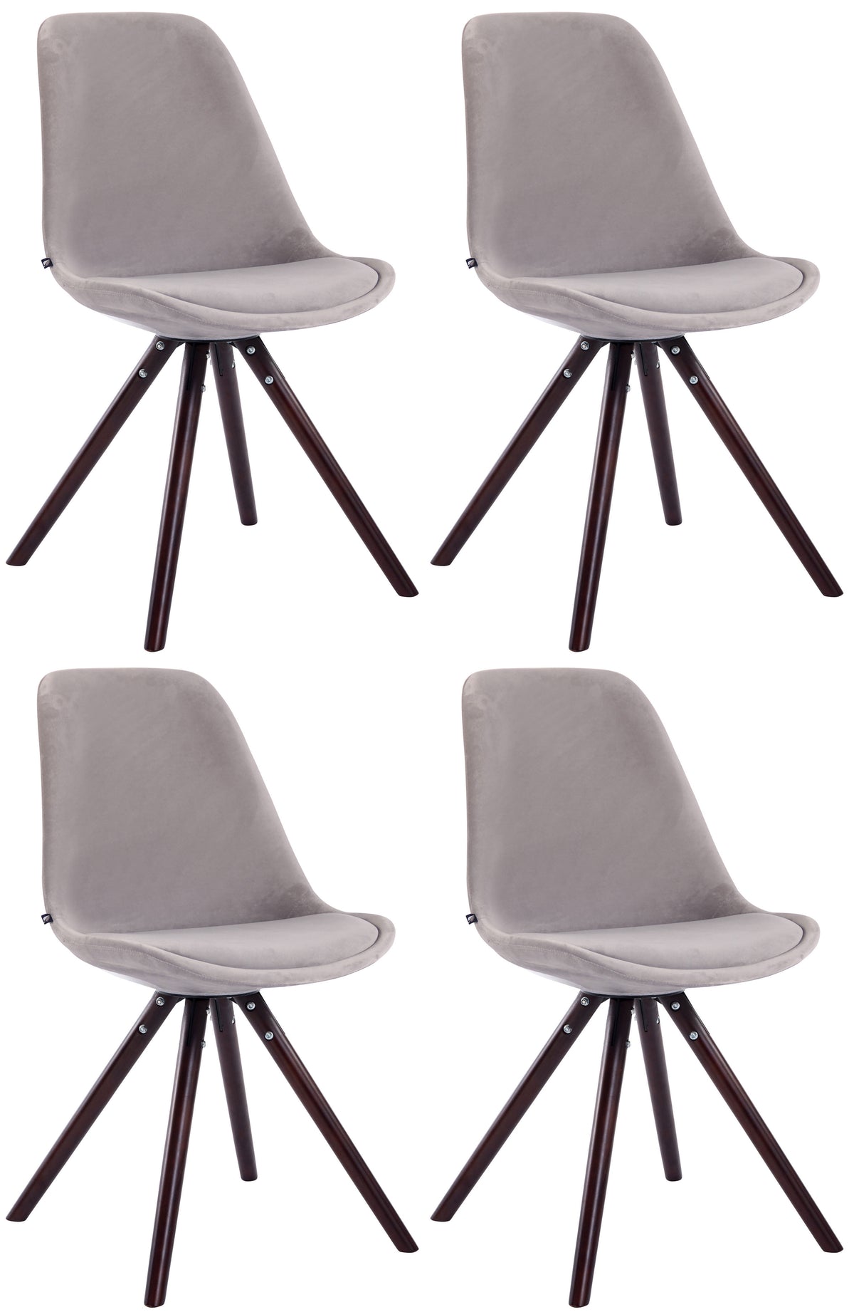 Set van 4 Luxe Fluwelen Eetkamerstoelen - Comfortabele Hoge Rugleuning - Hout Frame Kleur grijs
