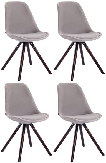 Set van 4 Luxe Fluwelen Eetkamerstoelen - Comfortabele Hoge Rugleuning - Hout Frame Kleur grijs