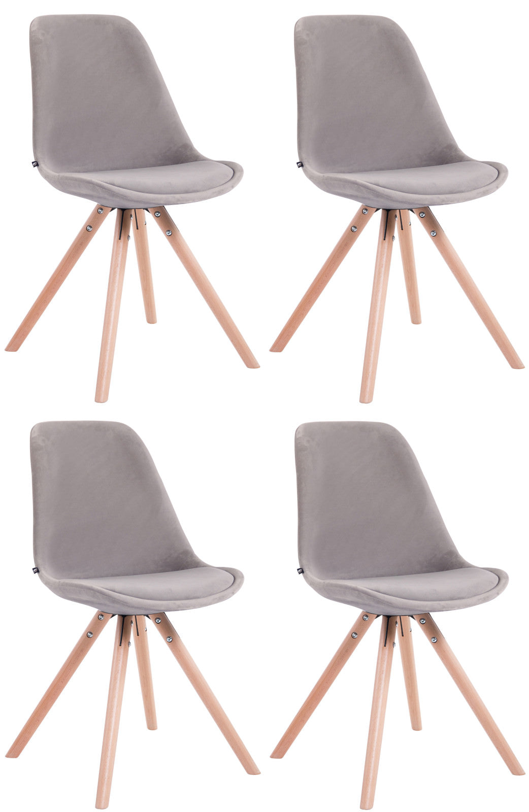 4-delige Set Eetkamerstoelen Fluweel - Luxe Comfort - Houten Onderstel Kleur crème Onderstel Kleur natuur