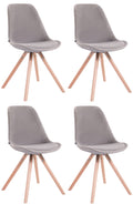 4-delige Set Eetkamerstoelen Fluweel - Luxe Comfort - Houten Onderstel Kleur grijs Onderstel Kleur natuur