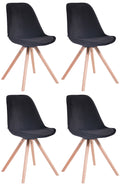 4-delige Set Eetkamerstoelen Fluweel - Luxe Comfort - Houten Onderstel Kleur zwart Onderstel Kleur natuur