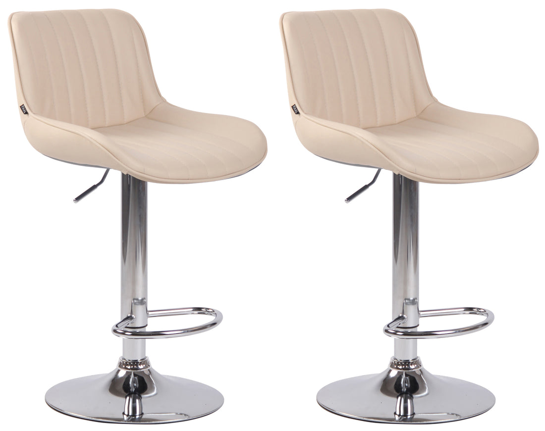 2-delige set Moderne Barkrukken - Stijlvolle Design - Kunstleer, Verstelbare Hoogte Kleur crème