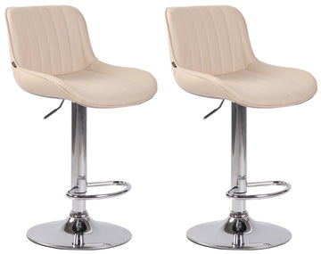 2-delige set Moderne Barkrukken - Stijlvolle Design - Kunstleer, Verstelbare Hoogte Kleur crème