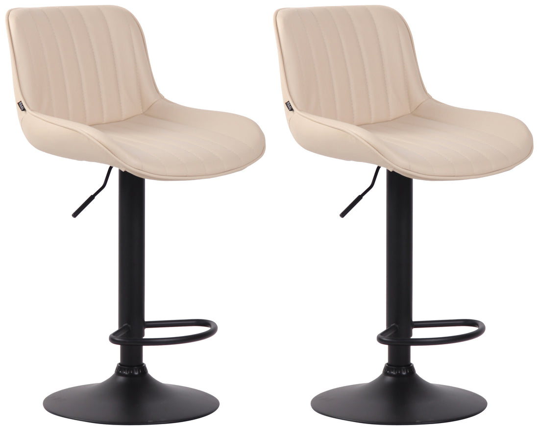 Set van 2 Barkrukken - Hoge Krukken - Traploos Verstelbaar & Modern Design Kleur crème