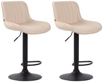 Set van 2 Barkrukken - Hoge Krukken - Traploos Verstelbaar & Modern Design Kleur crème