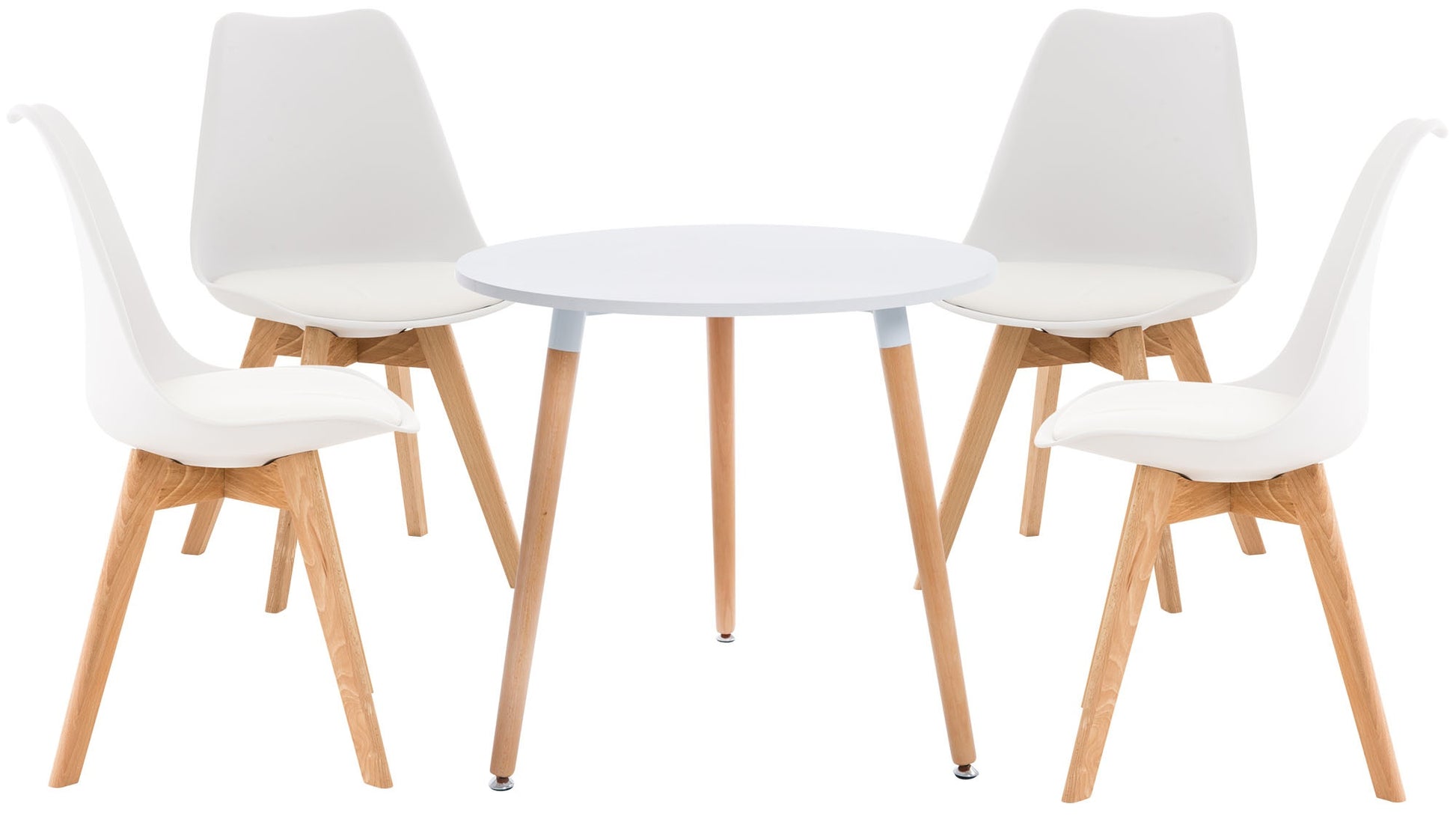 5-delige Eetkamerset - Dinerset - Comfortabele Rugleuning, Ø 80 cm Kleur wit