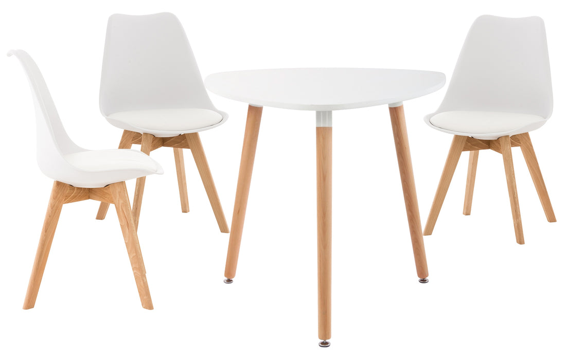 Eetgroep voor Drie Personen, Diner Set, Compact Ontwerp en Verstelbare Tafelpoten Kleur wit