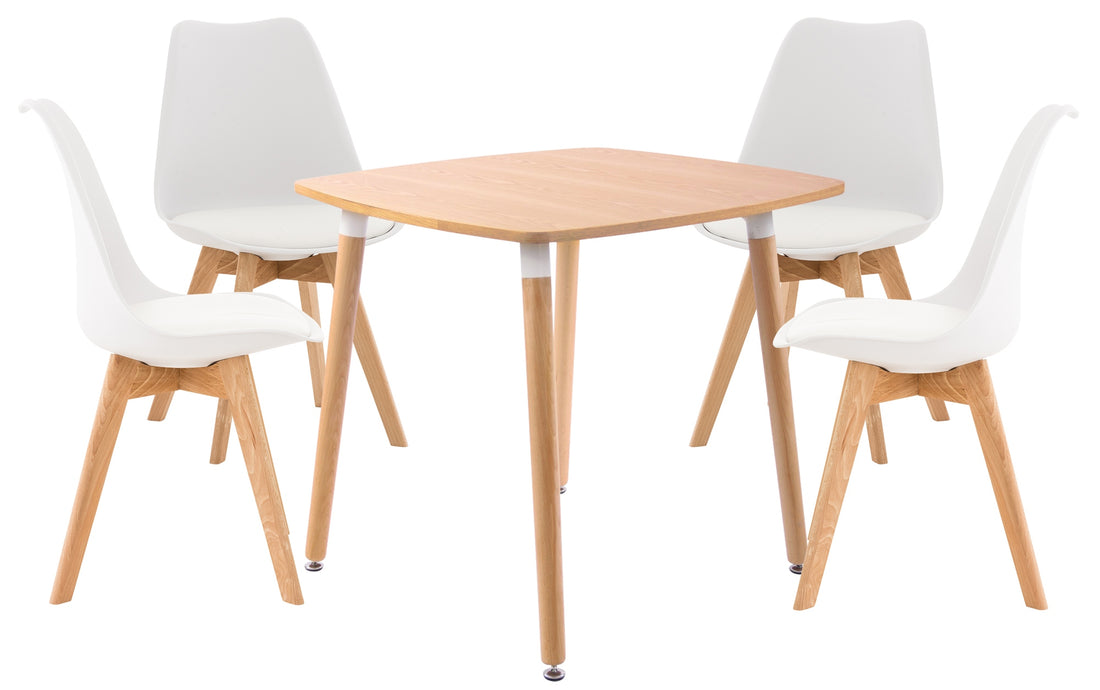 Eethoek set - Dining Set - Verstelbare Poten - Natura/Wit Design Kleur natuur/wit