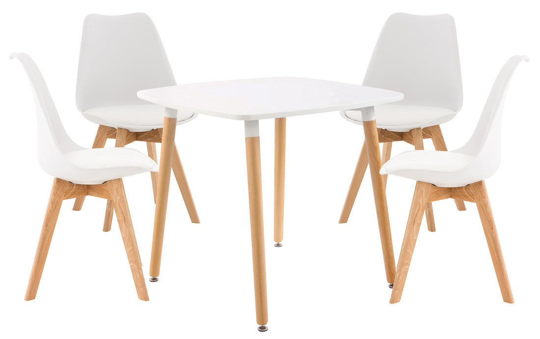5-delige Eetset - Eetkamerset - Verstelbare Poten, Extra Comfort Kleur wit