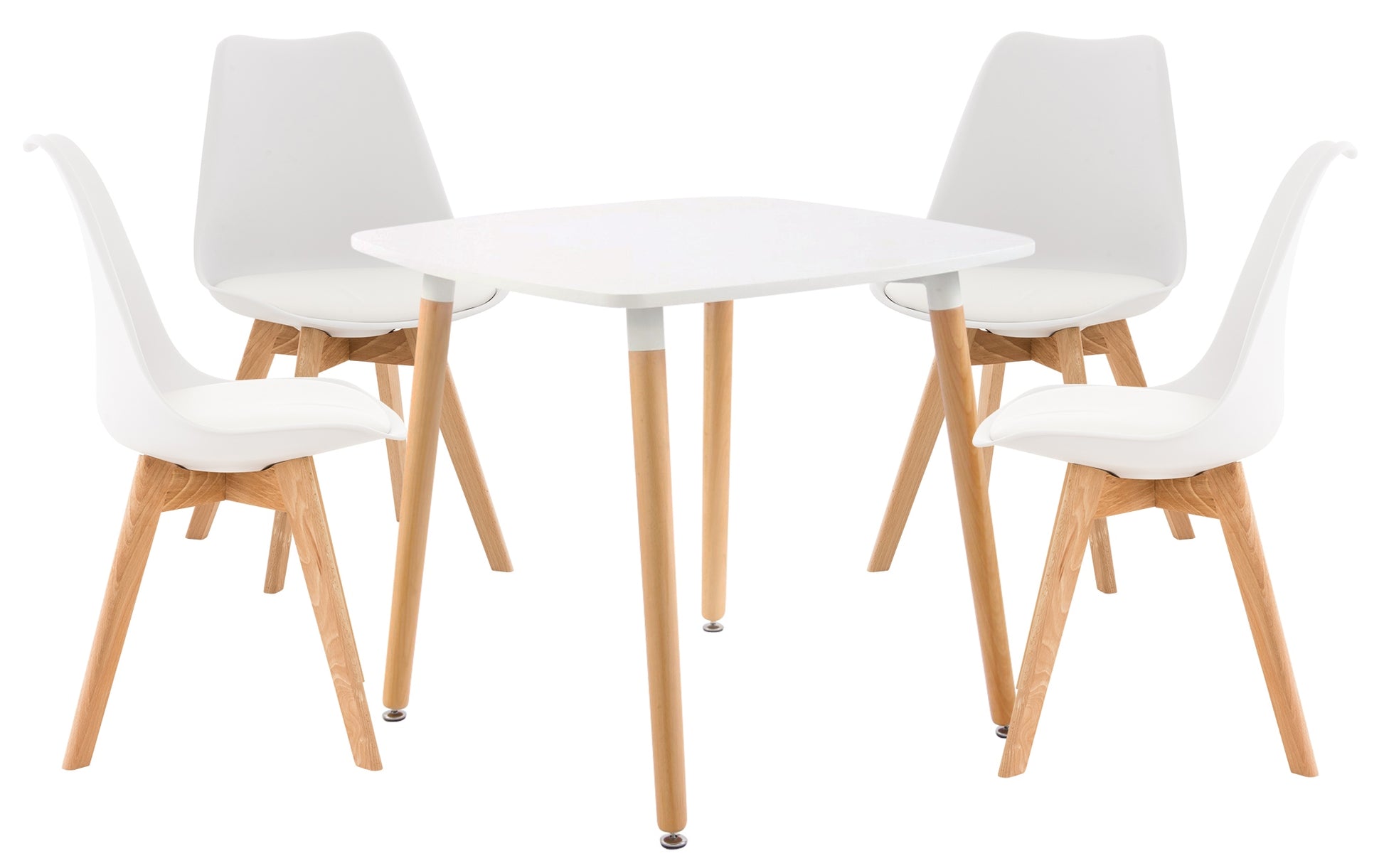 5-delige Eetset - Eetkamerset - Verstelbare Poten, Extra Comfort Kleur wit