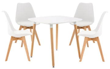 5-delige Eetset - Eetkamerset - Verstelbare Poten, Extra Comfort Kleur wit