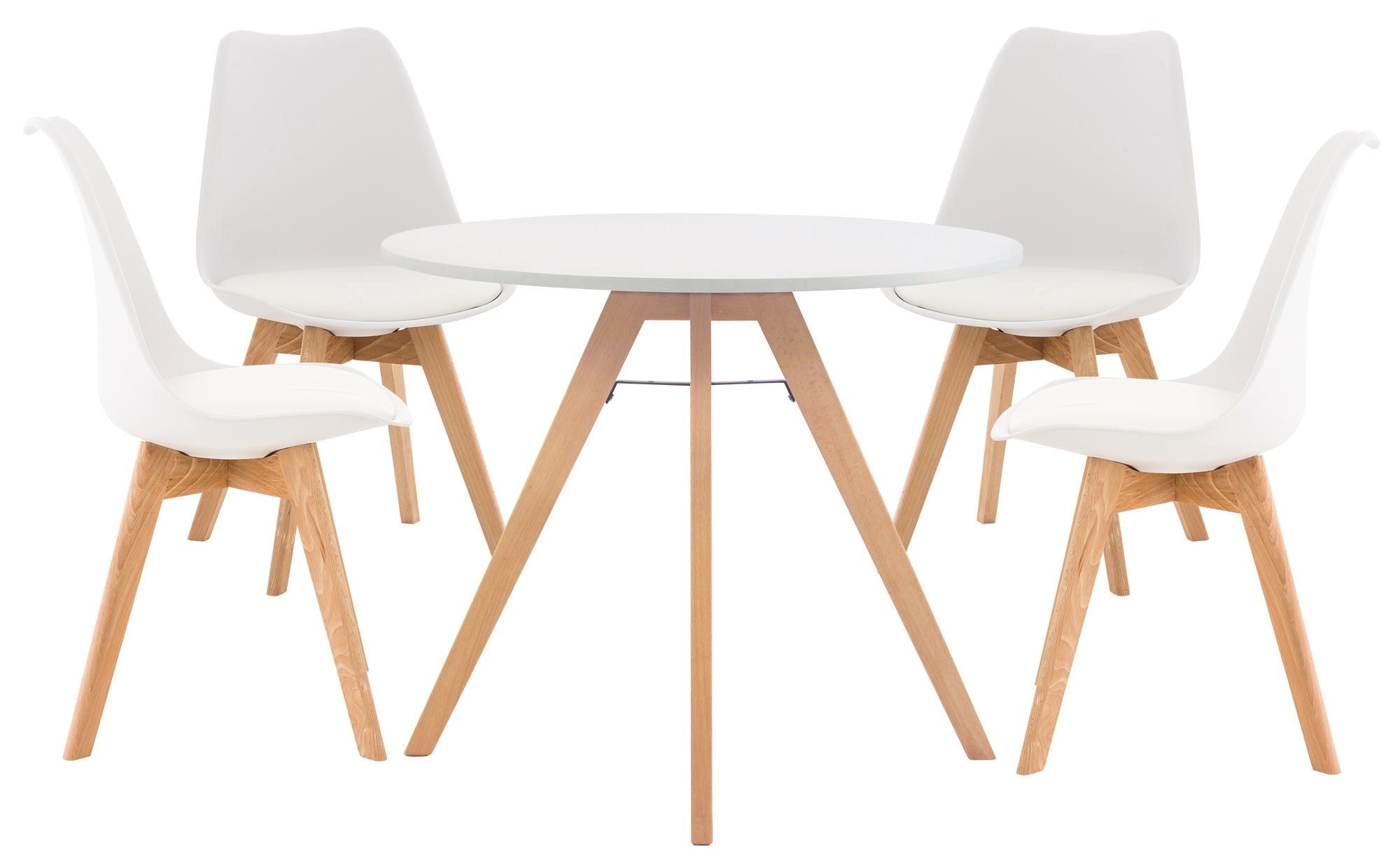 Ronde Eettafel Set - Stijlvolle Eetgroep - Comfortabele Zitplaatsen voor 4 Personen Kleur wit