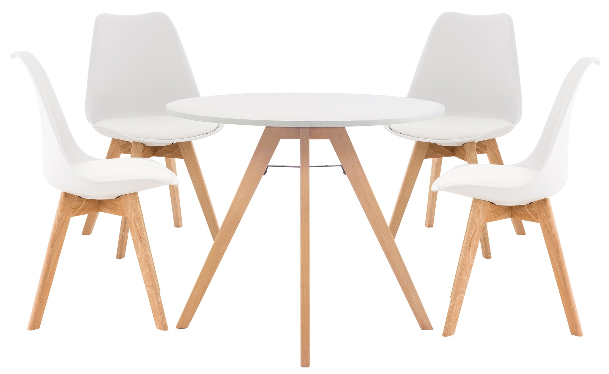 Ronde Eettafel Set - Stijlvolle Eetgroep - Comfortabele Zitplaatsen voor 4 Personen Kleur wit