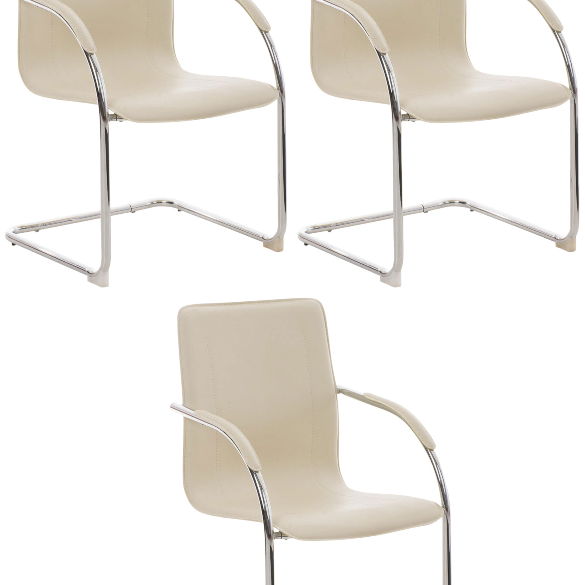 3-delige set Stoelen - Zitmeubilair - Comfortabele gewatteerde zitting - Tijdloos Design Kleur crème