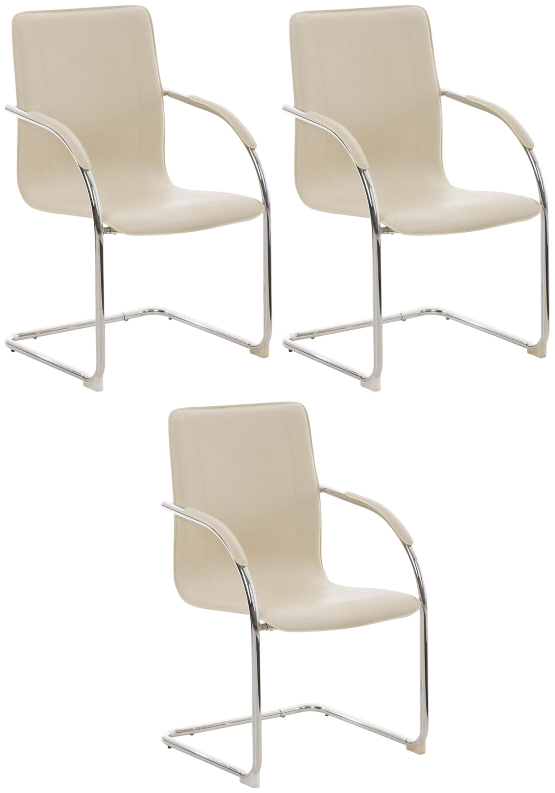 3-delige set Stoelen - Zitmeubilair - Comfortabele gewatteerde zitting - Tijdloos Design Kleur crème
