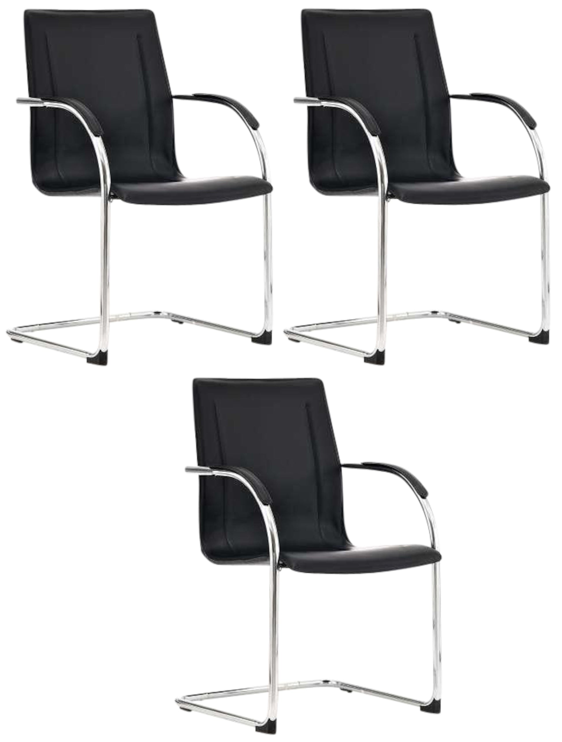 Set van 3 Eetkamerstoelen - Dinerstoelen - Comfortabel Gestoffeerd Kleur zwart