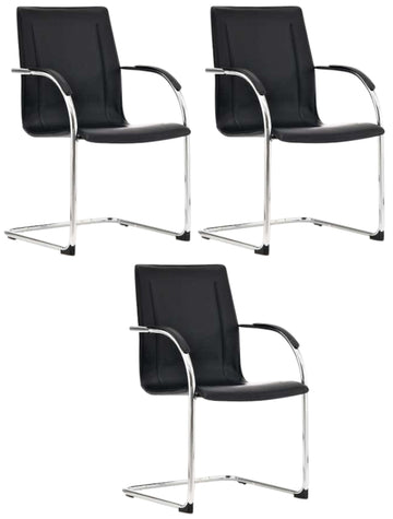 Set van 3 Eetkamerstoelen - Dinerstoelen - Comfortabel Gestoffeerd Kleur zwart