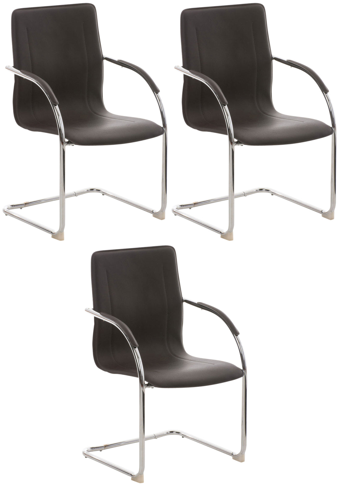 3-delige set Stoelen - Zitmeubilair - Comfortabele gewatteerde zitting - Tijdloos Design Kleur crème