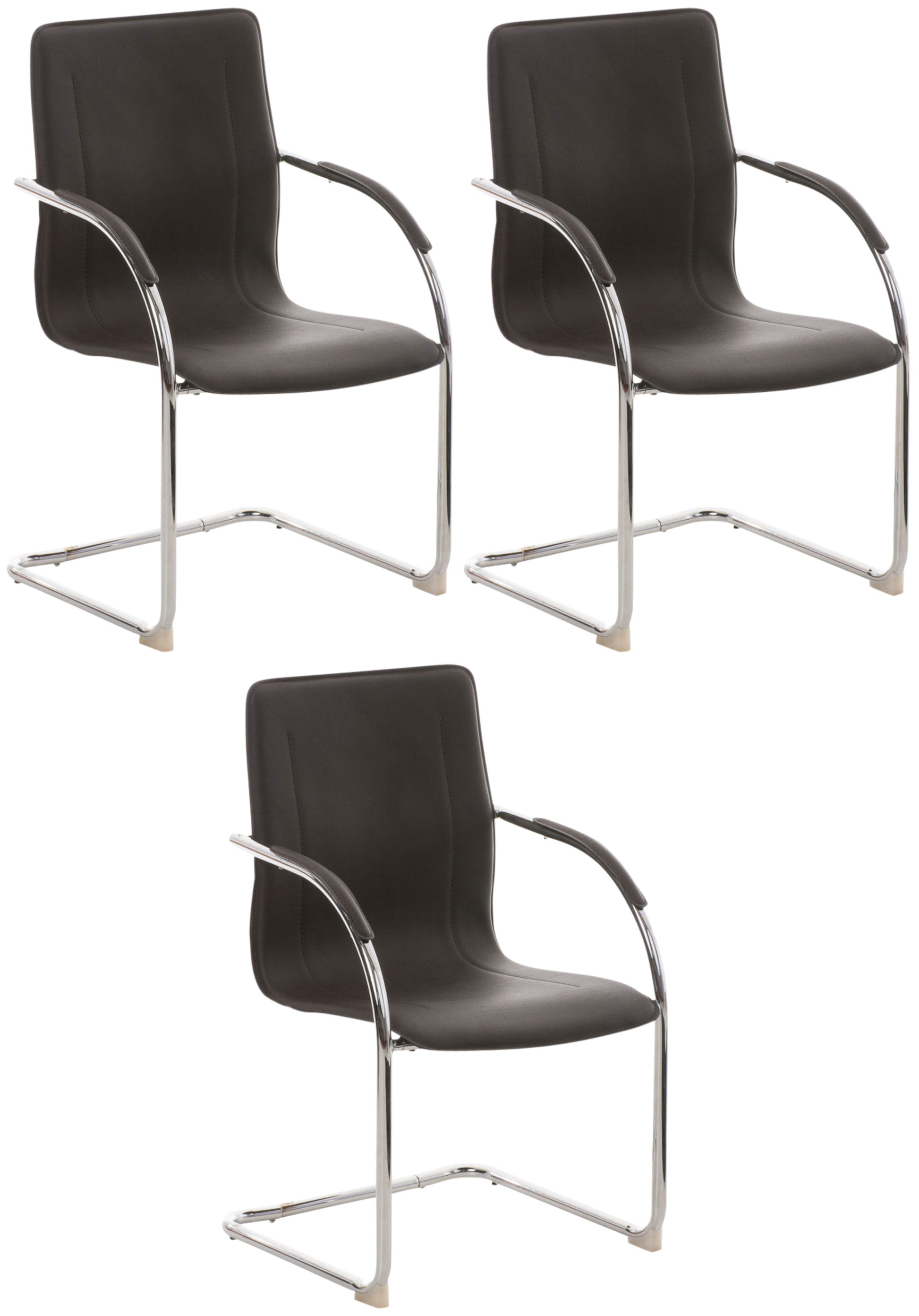 3-delige set Stoelen - Zitmeubilair - Comfortabele gewatteerde zitting - Tijdloos Design Kleur bruin