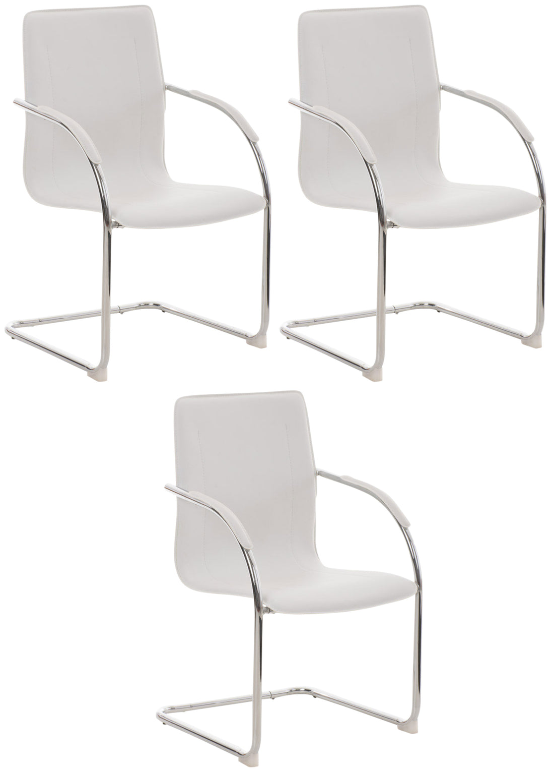 Set van 3 Eetkamerstoelen - Wachtkamerstoelen - Gestoffeerde Zitting voor Comfort Kleur wit