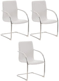 Set van 3 Eetkamerstoelen - Wachtkamerstoelen - Gestoffeerde Zitting voor Comfort Kleur wit