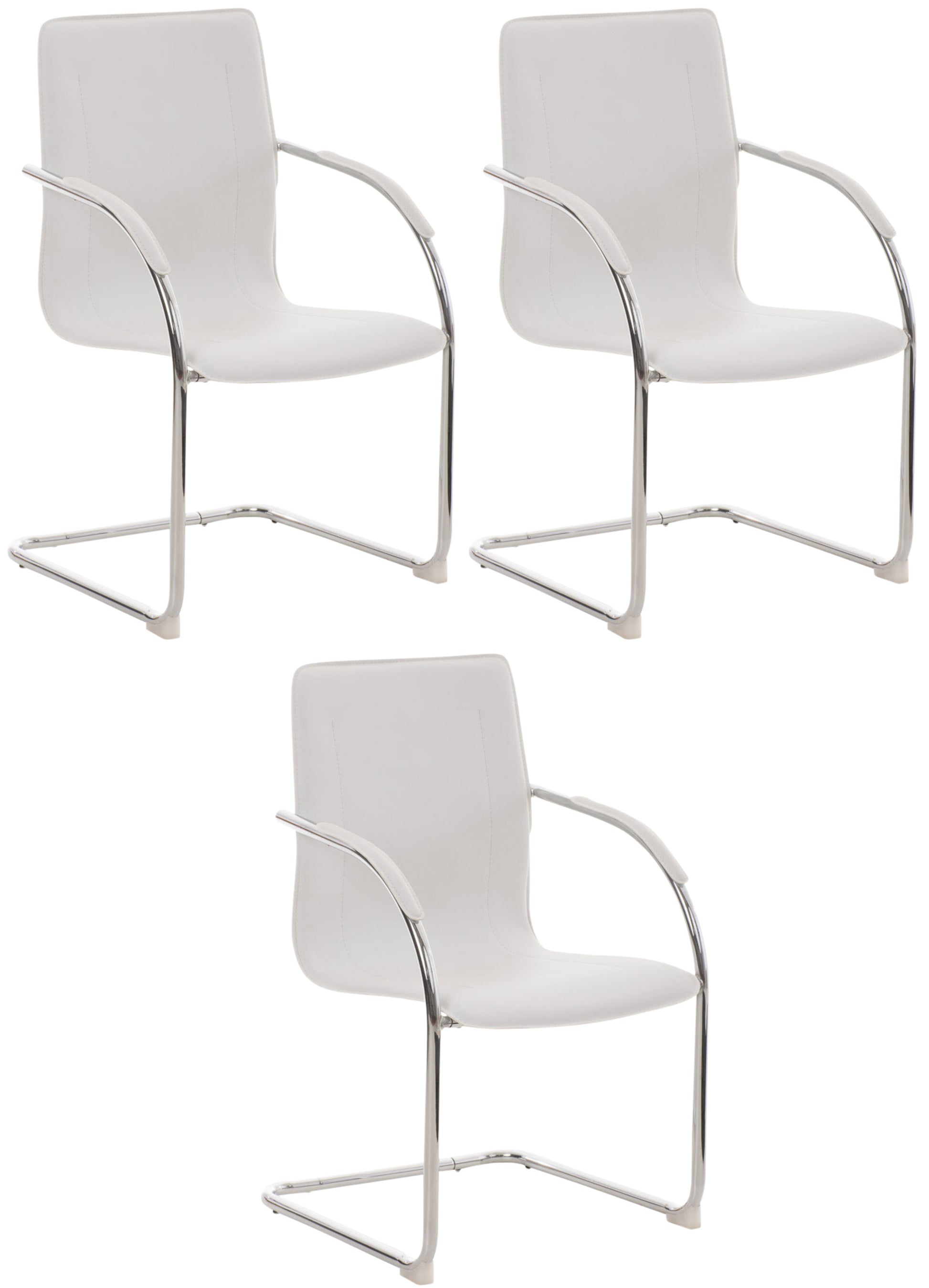 Set van 3 Eetkamerstoelen - Wachtkamerstoelen - Gestoffeerde Zitting voor Comfort Kleur wit