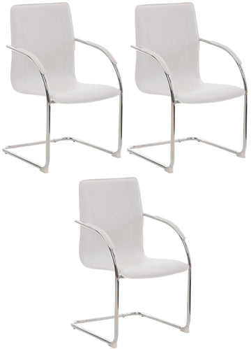 Set van 3 Eetkamerstoelen - Wachtkamerstoelen - Gestoffeerde Zitting voor Comfort Kleur wit