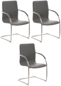 3-delige set Stoelen - Zitmeubilair - Comfortabele gewatteerde zitting - Tijdloos Design Kleur grijs