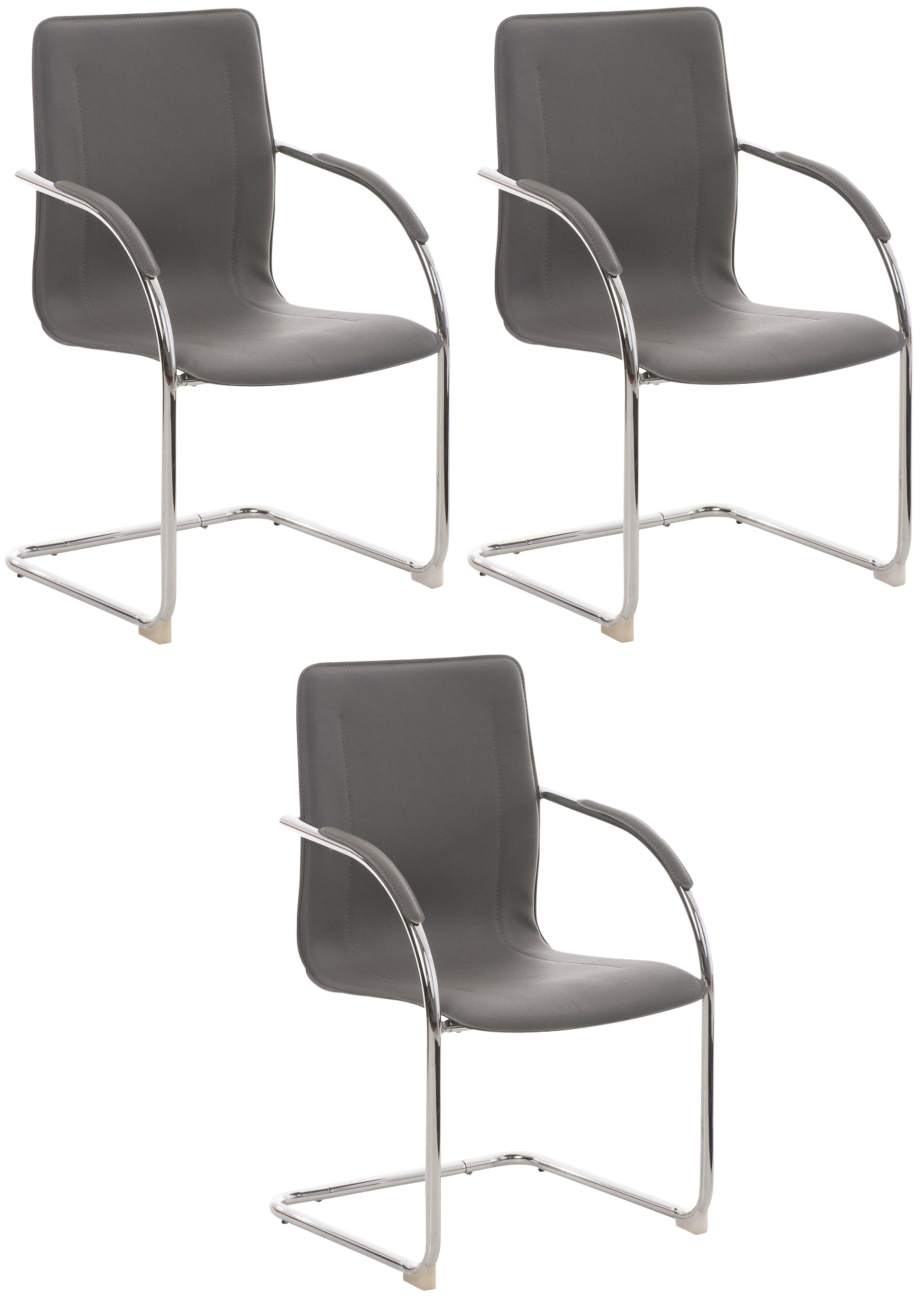 3-delige set Stoelen - Zitmeubilair - Comfortabele gewatteerde zitting - Tijdloos Design Kleur grijs