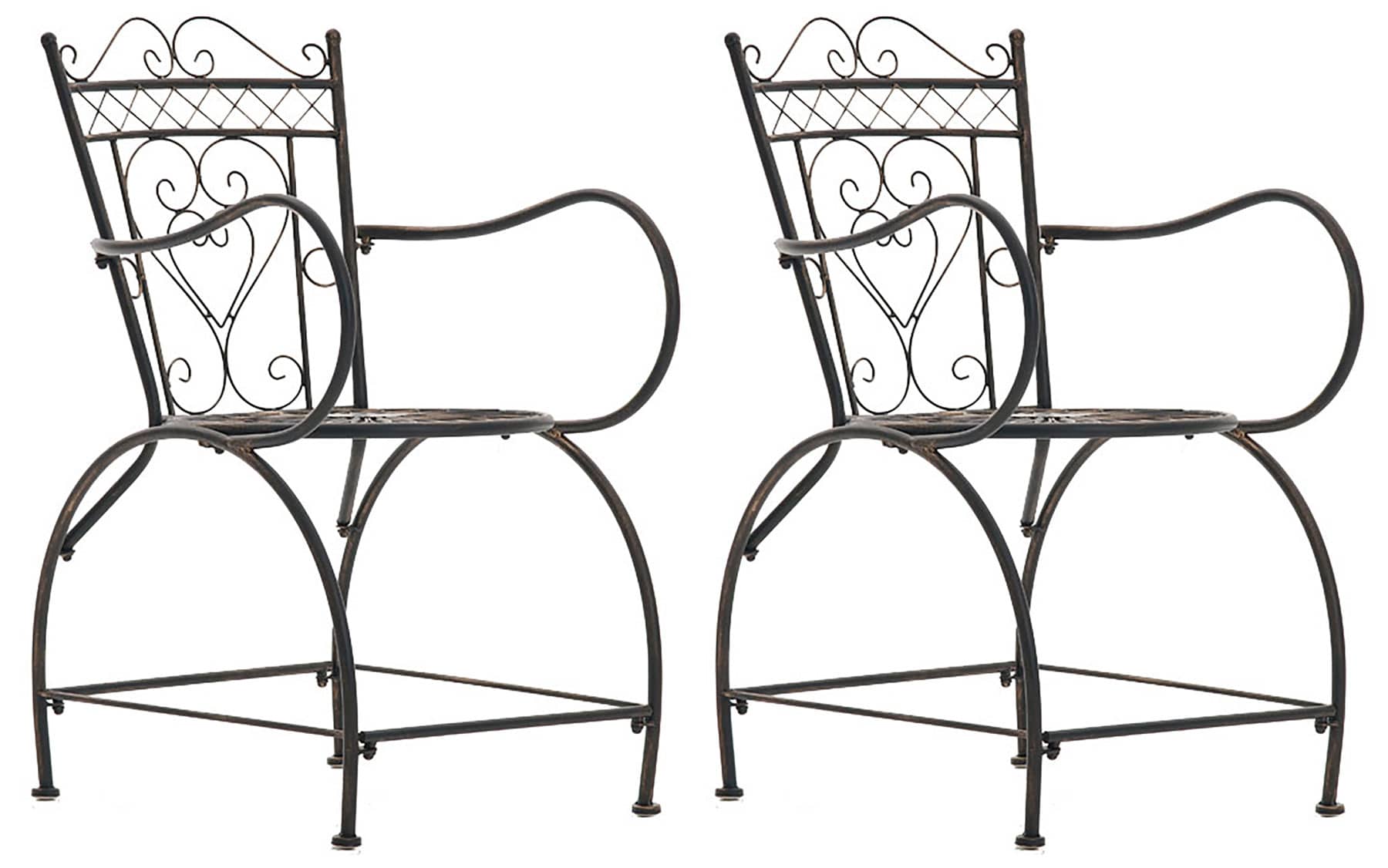 Set van 2 Bronzen Tuinstoelen - Patio Zitplaatsen - Handgemaakt Design & Antieke Patina Afwerking Kleur brons