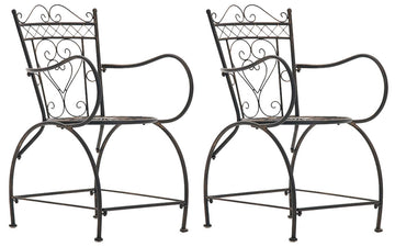 Set van 2 Bronzen Tuinstoelen - Patio Zitplaatsen - Handgemaakt Design & Antieke Patina Afwerking Kleur brons