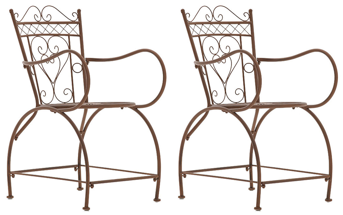 2-delige Tuinstoelenset - Balkonstoelen - Handgemaakte Versiering & Antieke Patina Afwerking Kleur antiek bruin
