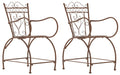 2-delige Tuinstoelenset - Balkonstoelen - Handgemaakte Versiering & Antieke Patina Afwerking Kleur antiek bruin