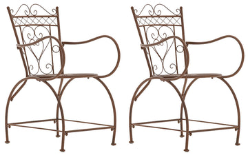 2-delige Tuinstoelenset - Balkonstoelen - Handgemaakte Versiering & Antieke Patina Afwerking Kleur antiek bruin