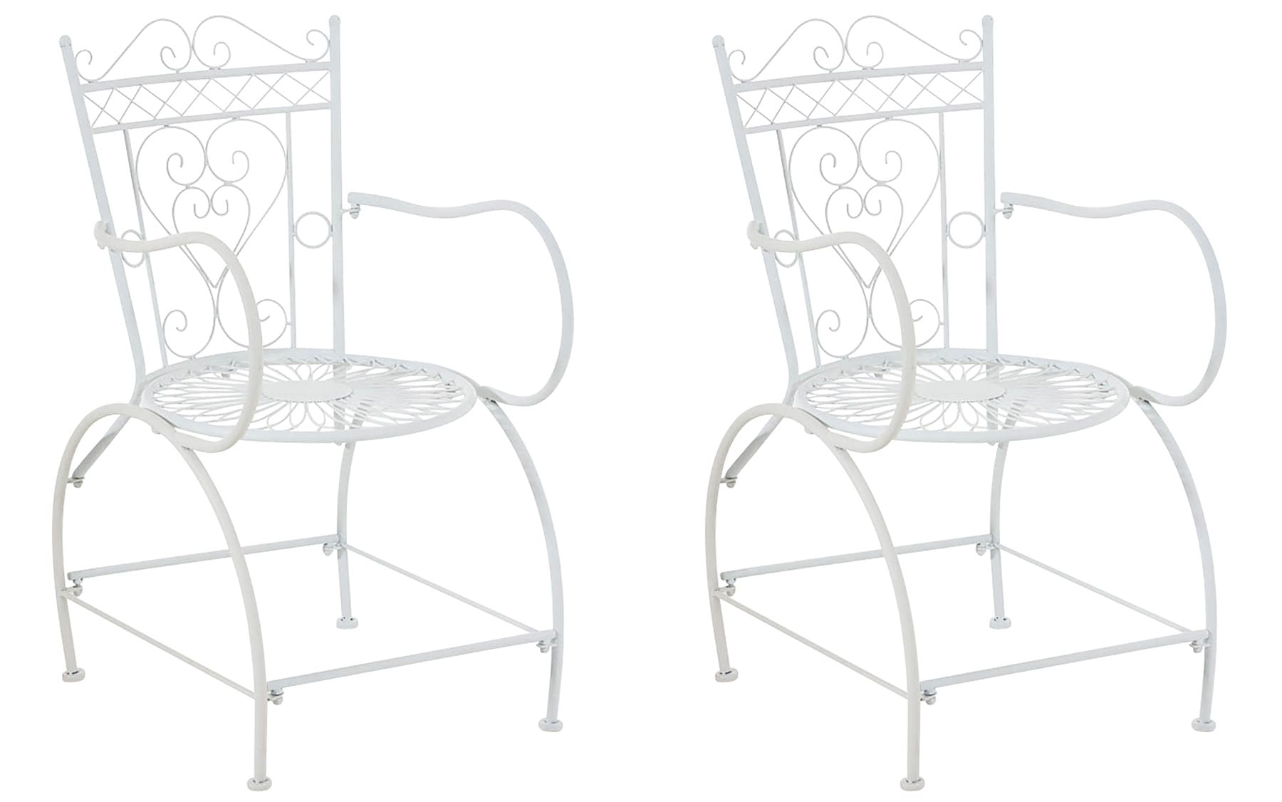 2-delige Tuinstoelenset - Balkonstoelen - Handgemaakte Versiering & Antieke Patina Afwerking Kleur wit