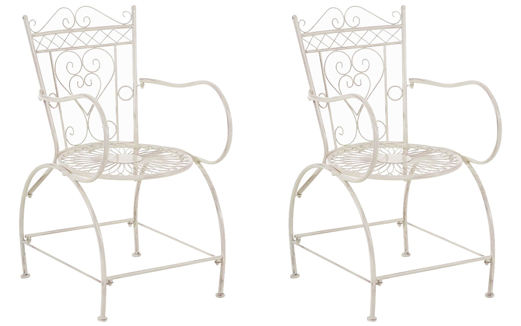 2-delige Tuinstoelenset - Balkonstoelen - Handgemaakte Versiering & Antieke Patina Afwerking Kleur antiek-creme