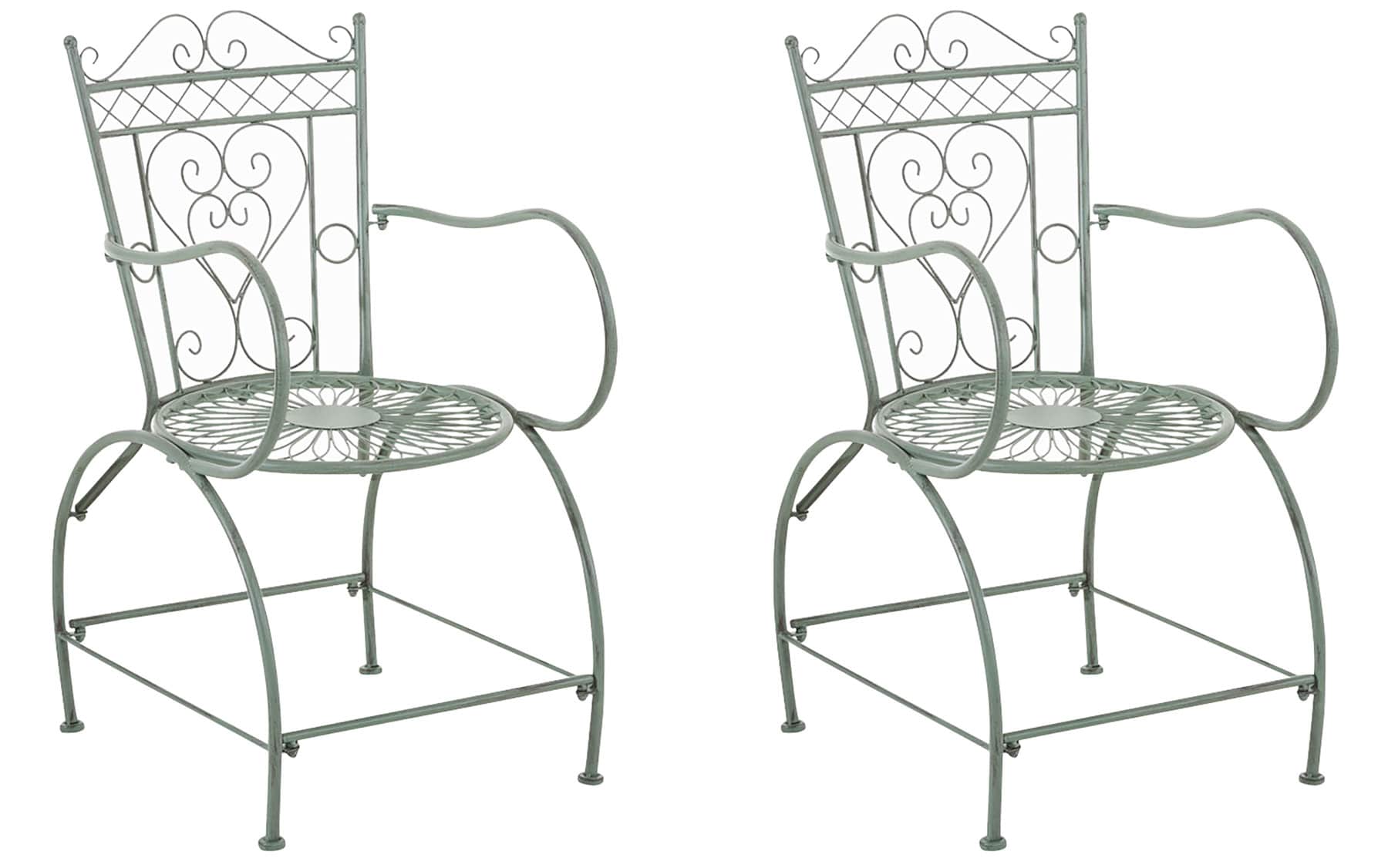 2-delige Tuinstoelenset - Balkonstoelen - Handgemaakte Versiering & Antieke Patina Afwerking Kleur antiek-groen