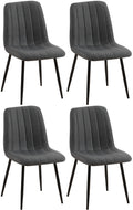 4-delige Set Stoelen - Eetkamerstoelen - Comfortabele Gewatteerde Zitting Kleur donkergrijs Materiaal Stof