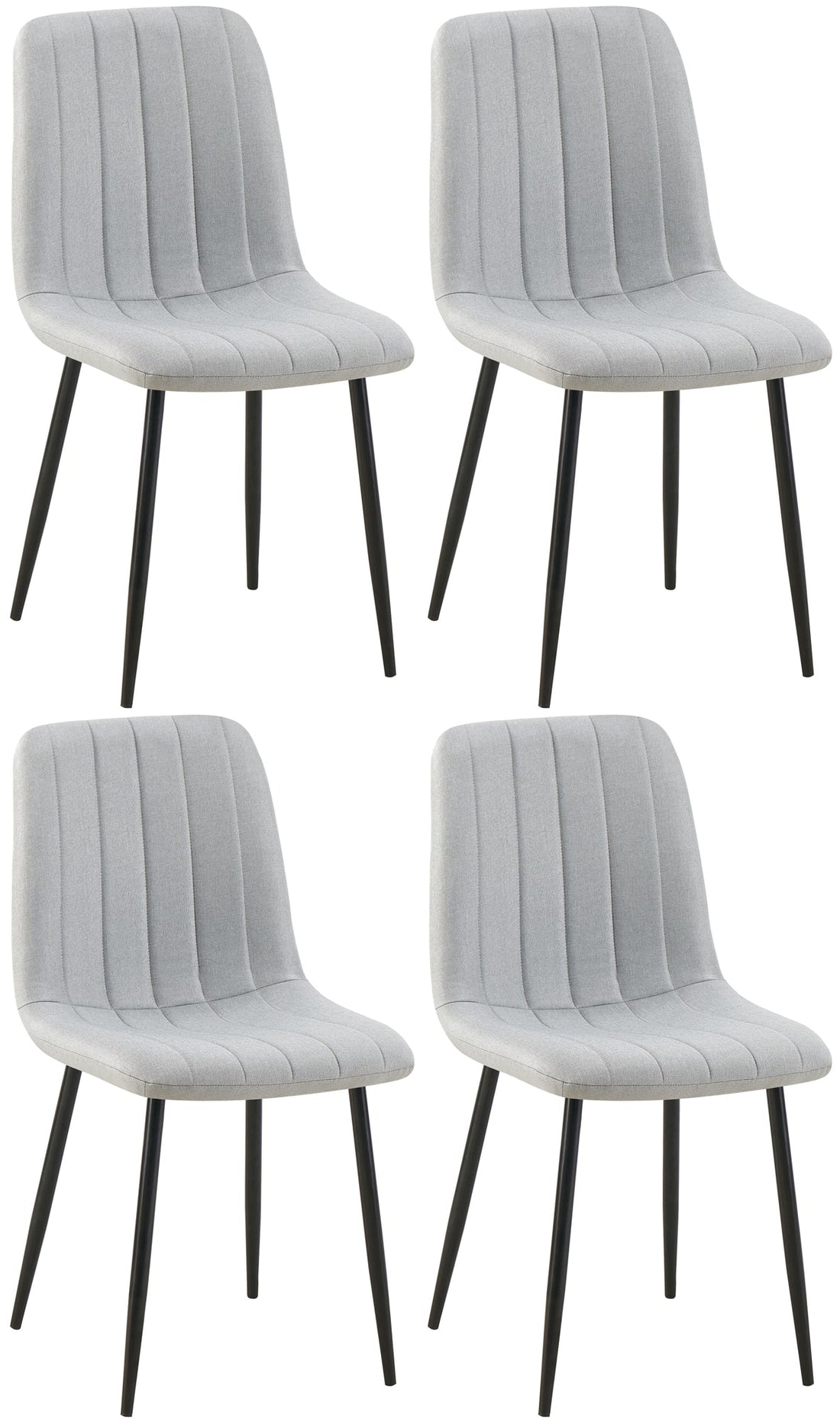 4-delige Set Stoelen - Eetkamerstoelen - Comfortabele Gewatteerde Zitting Kleur donkergrijs Materiaal Stof