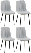4-delige Set Stoelen - Eetkamerstoelen - Comfortabele Gewatteerde Zitting Kleur grijs Materiaal Stof