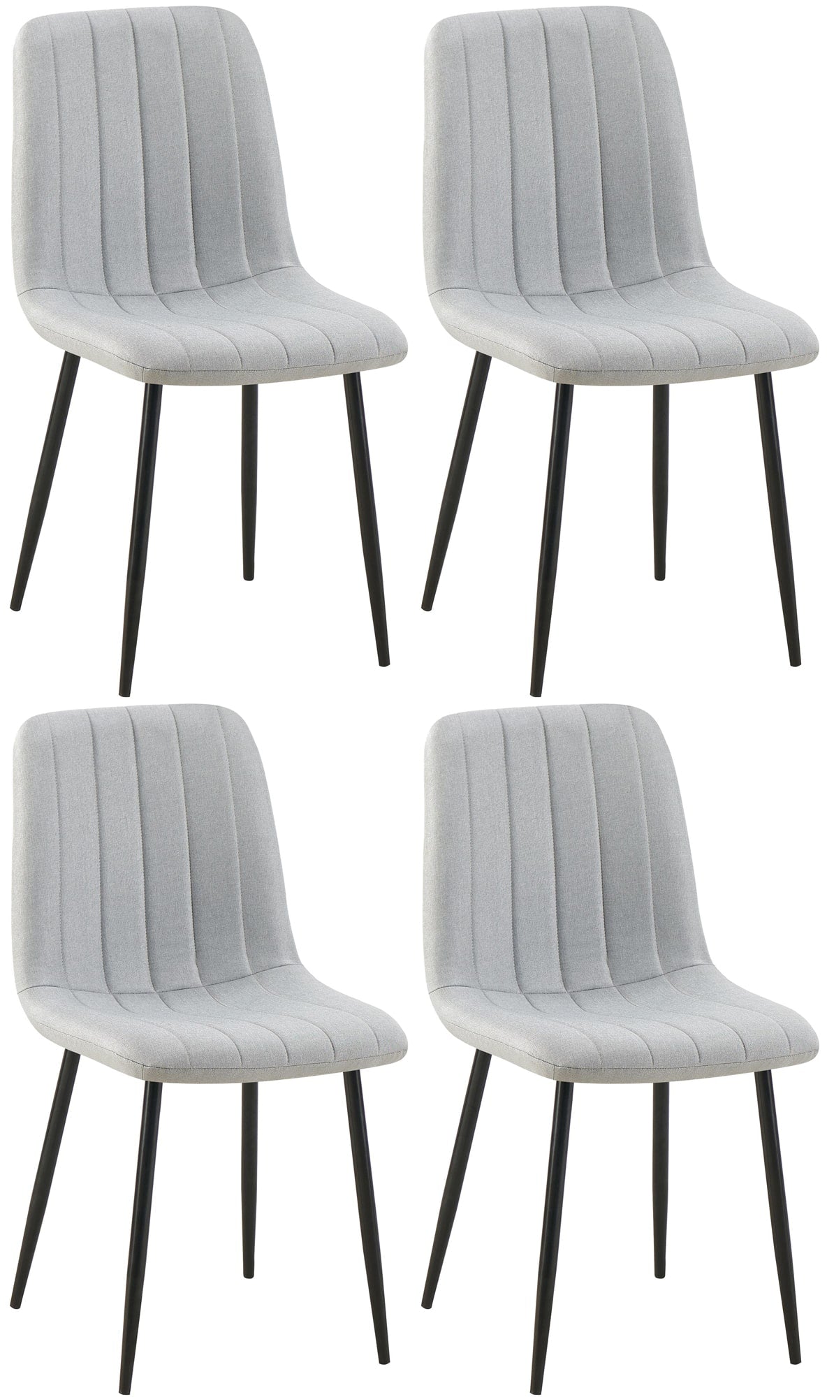 4-delige Set Stoelen - Eetkamerstoelen - Comfortabele Gewatteerde Zitting Kleur grijs Materiaal Stof